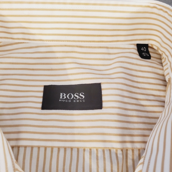 Boss Hugo Boss Men's Striped Long Sleeve Button Down Shirt Size 40 15¾ - Picture 4 of 5
